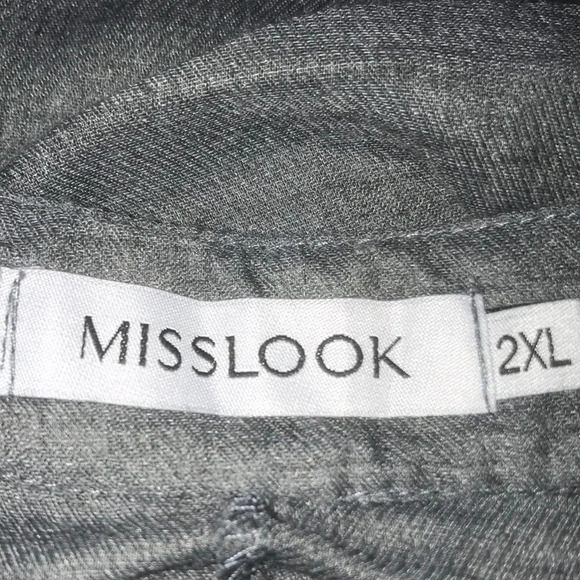 MISSLOOK tunic short sleeve raw edges lightweight v-neck high low gray size 2XL - Picture 3 of 8